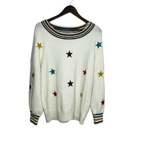 Stars Embroidered Rainbow Sweater Collection by‎ Cezele size large